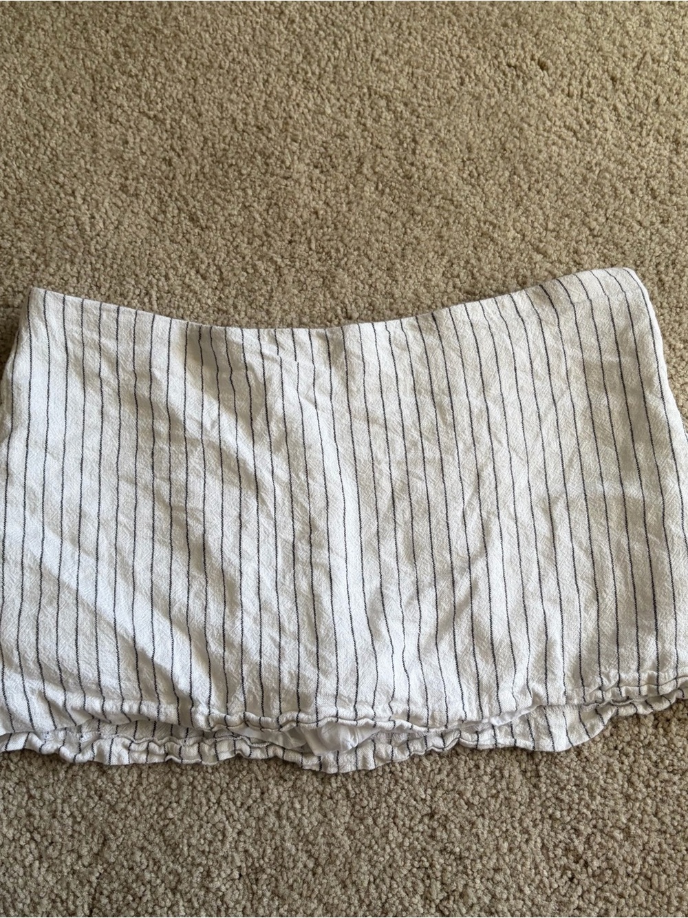 Abercrombie And Fitch White Black Stripped Linen Blend Mini Skort Skirt Large 32